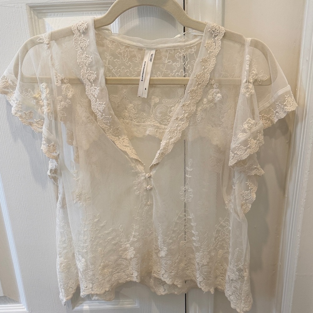 Anthropologie Sheer Lace Blouse